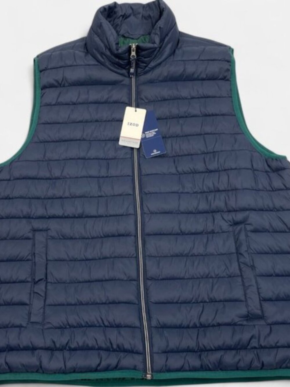 Izod Men's Puffer Vest Jacket Blue Insulated Wind Resistant Pockets Size XL NEW